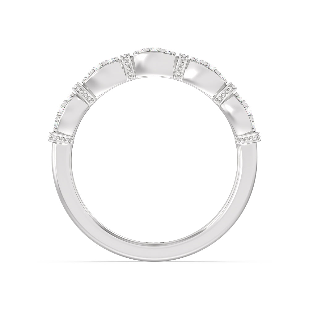 The Florence Wedding Band with Platinum Cut Diamond in 14KT Platinum view 4
