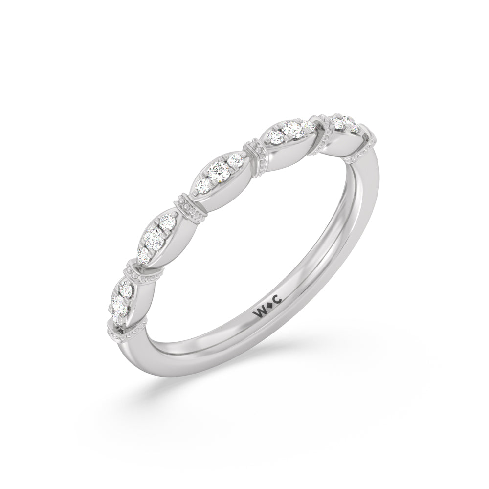The Florence Wedding Band with Platinum Cut Diamond in 14KT Platinum view 2
