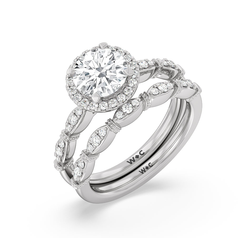 The Florence Wedding Band with Platinum Cut Diamond in 14KT Platinum view 3

