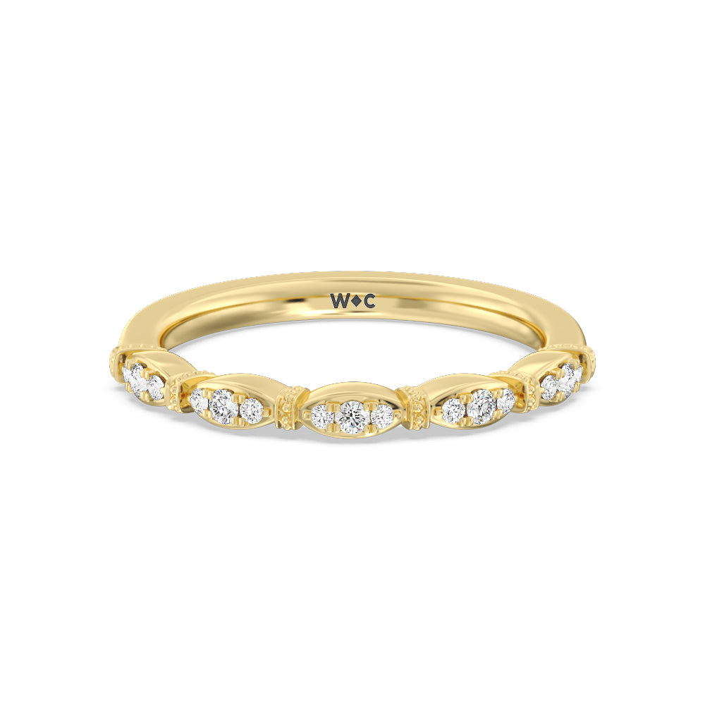 The Florence Wedding Band with 18KT Yellow Gold Cut Diamond in 14KT Yellow Gold view 1
