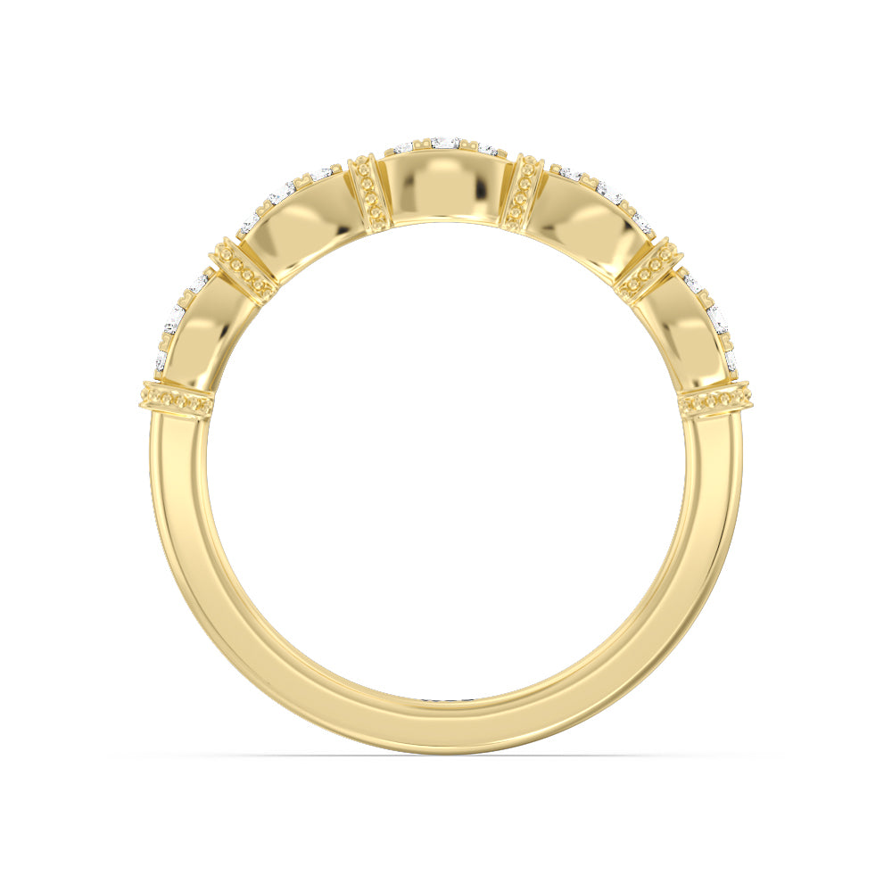 The Florence Wedding Band with 18KT Yellow Gold Cut Diamond in 14KT Yellow Gold view 4
