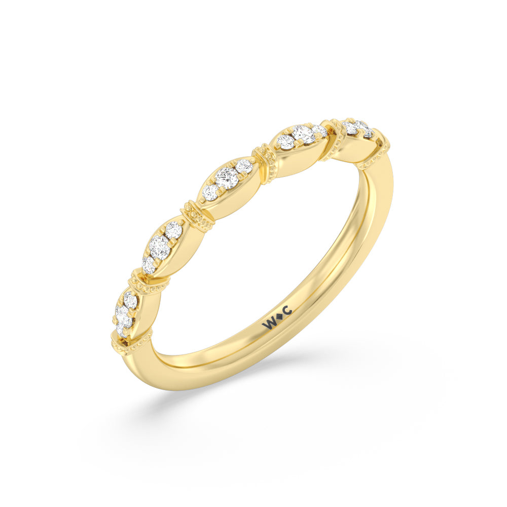 The Florence Wedding Band with 18KT Yellow Gold Cut Diamond in 14KT Yellow Gold view 2
