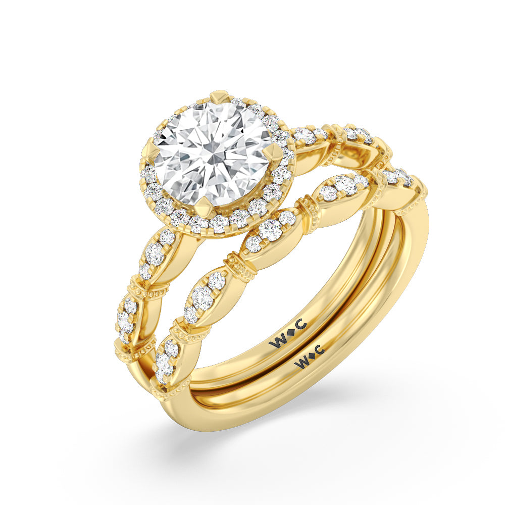 The Florence Wedding Band with 18KT Yellow Gold Cut Diamond in 14KT Yellow Gold view 3
