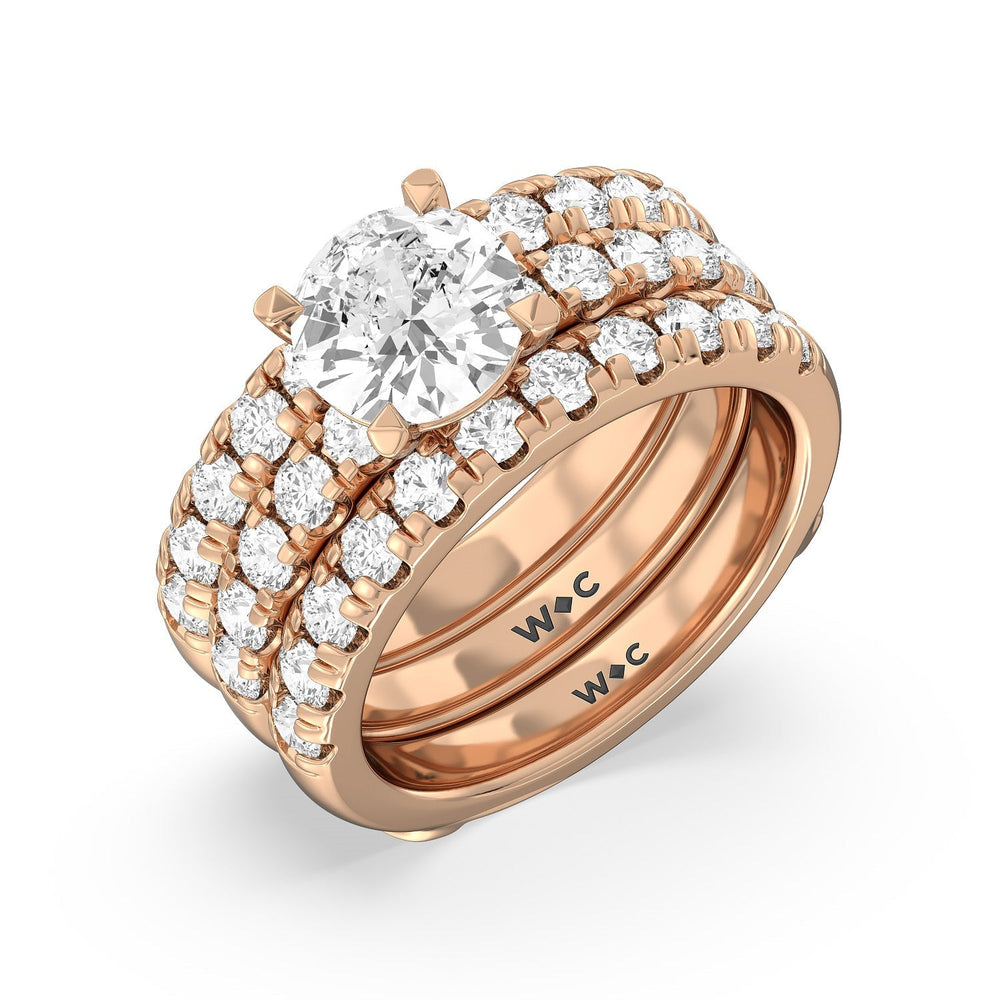 Luxe Classic Solitaire Broad Shank Diamond Enhancer Band with 18KT Rose Gold Cut Diamond in 14KT Rose Gold view 3

