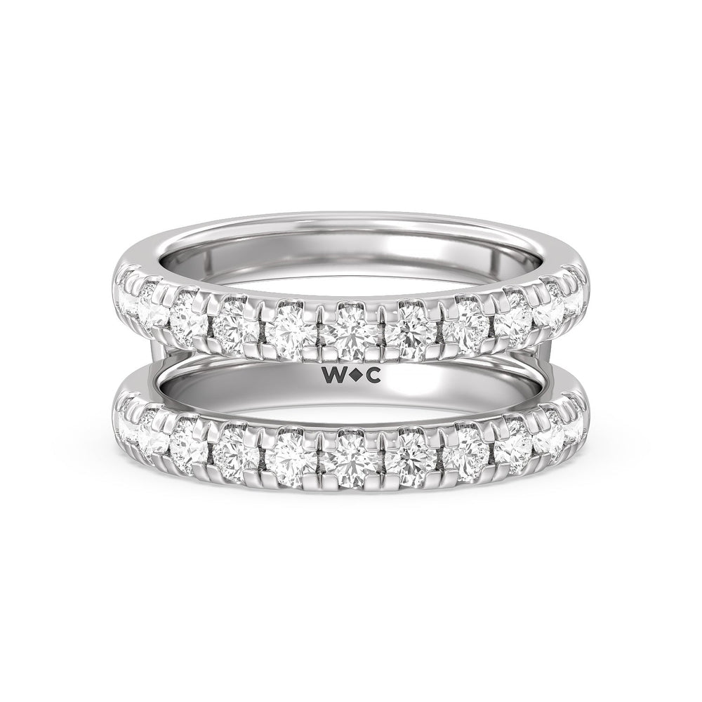 Luxe Classic Solitaire Broad Shank Diamond Enhancer Band with Platinum Cut Diamond in 14KT Platinum view 1
