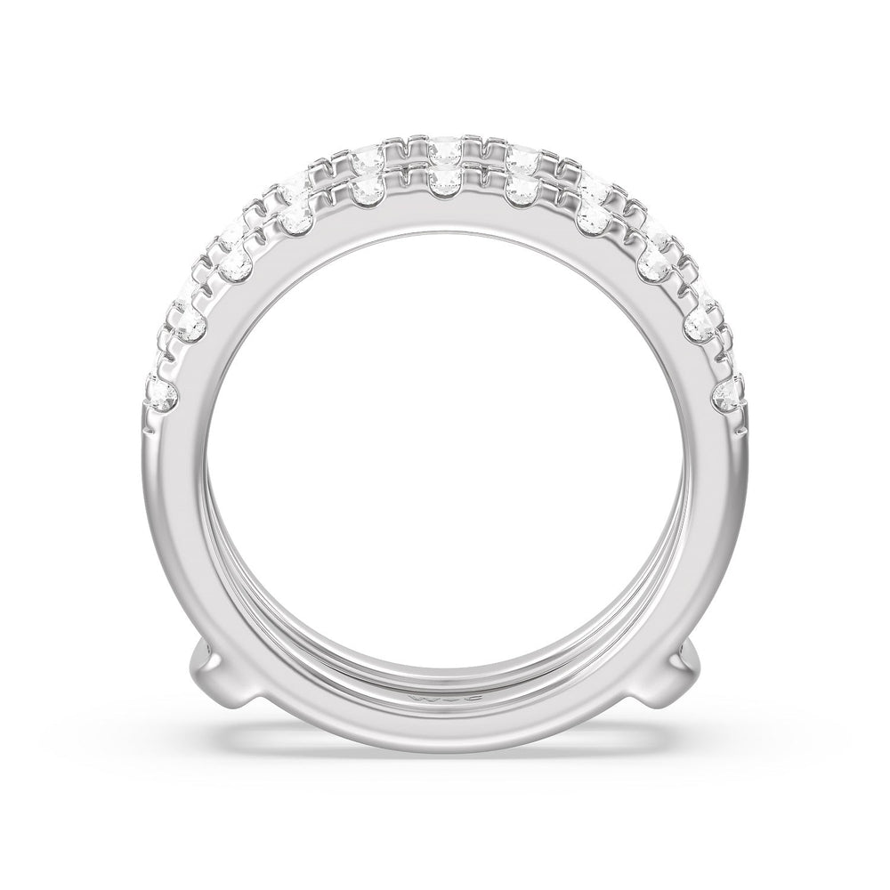 Luxe Classic Solitaire Broad Shank Diamond Enhancer Band with Platinum Cut Diamond in 14KT Platinum view 2
