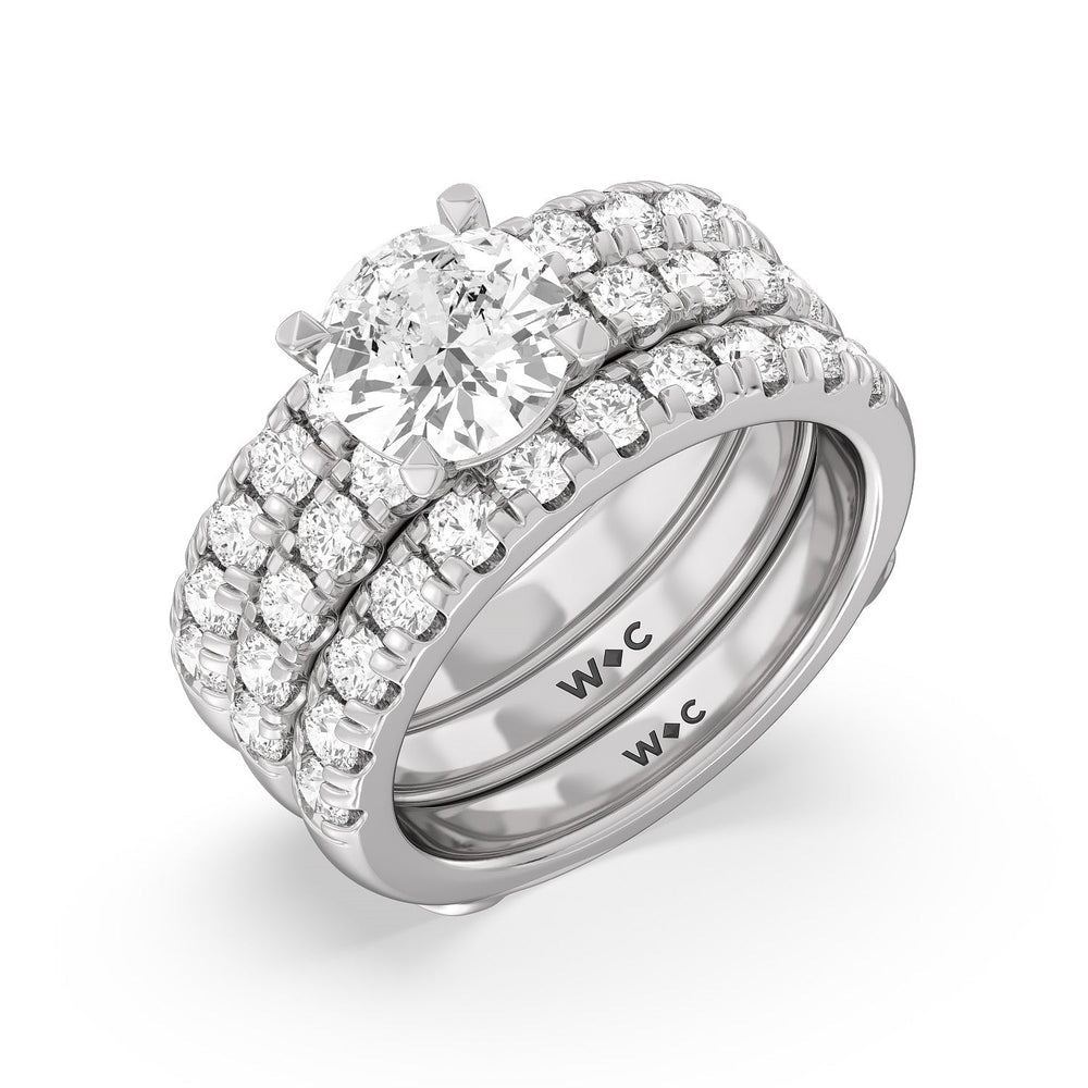 Luxe Classic Solitaire Broad Shank Diamond Enhancer Band with Platinum Cut Diamond in 14KT Platinum view 3
