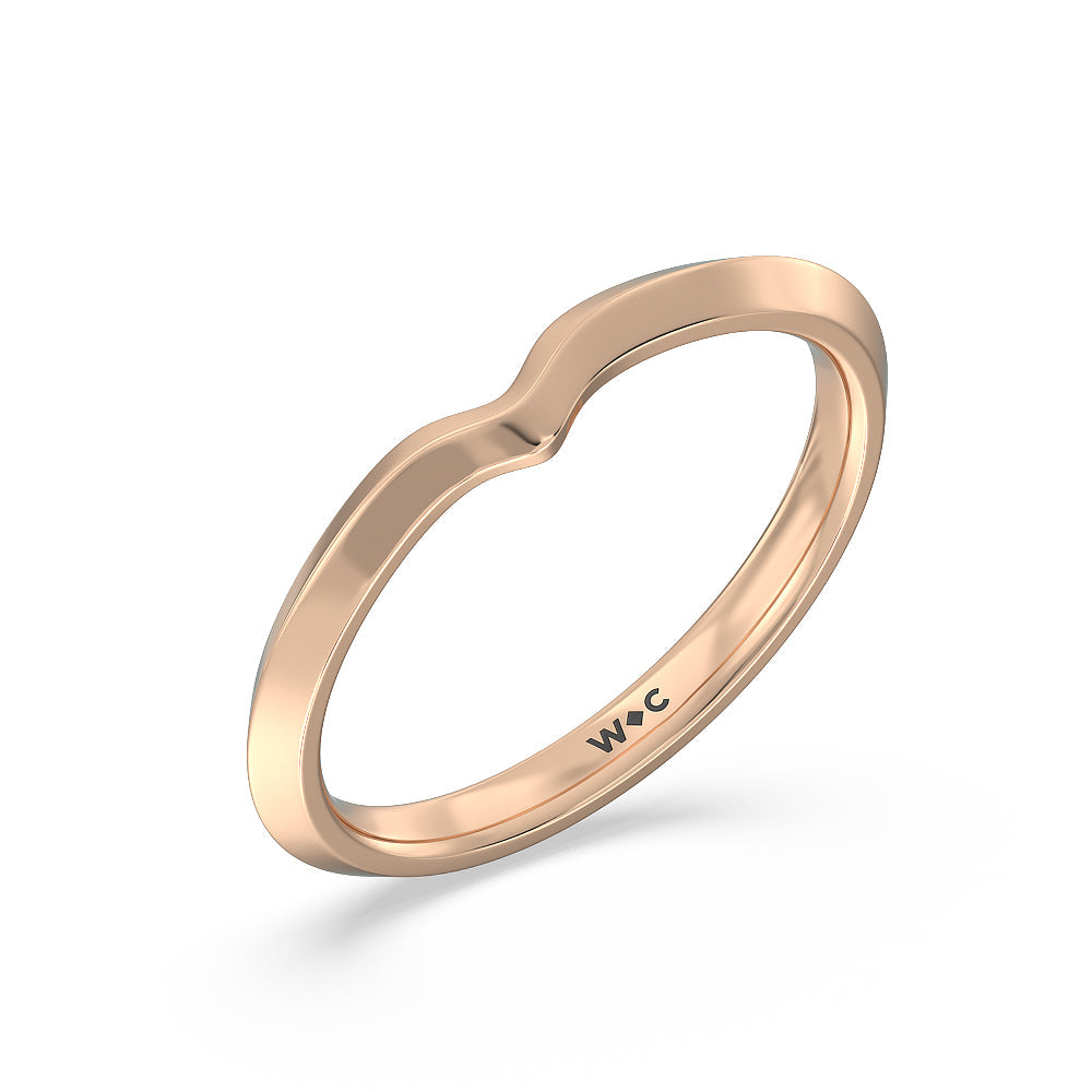 Six Prong Knife Edge Wedding Band with 18KT Rose Gold Cut Diamond in 14KT Rose Gold view 4
