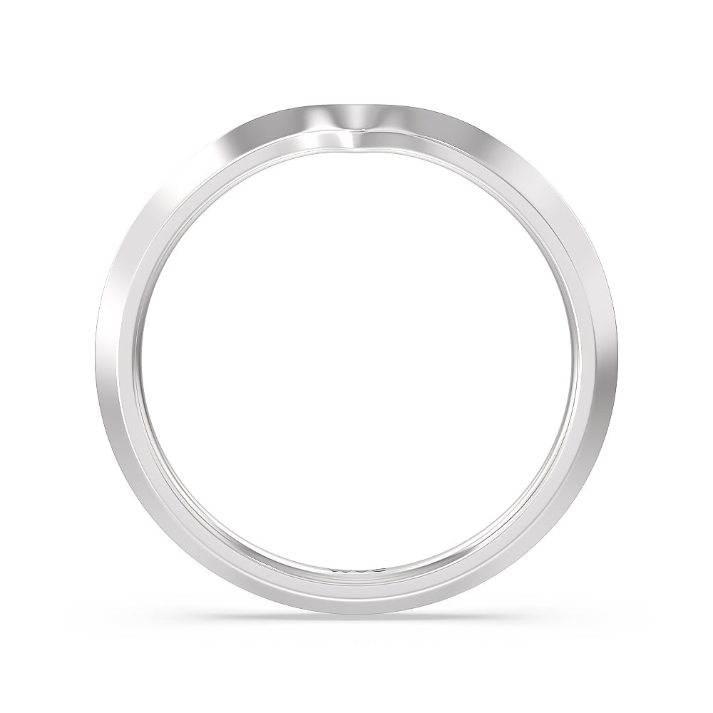 Six Prong Knife Edge Wedding Band with Platinum Cut Diamond in 14KT Platinum view 2
