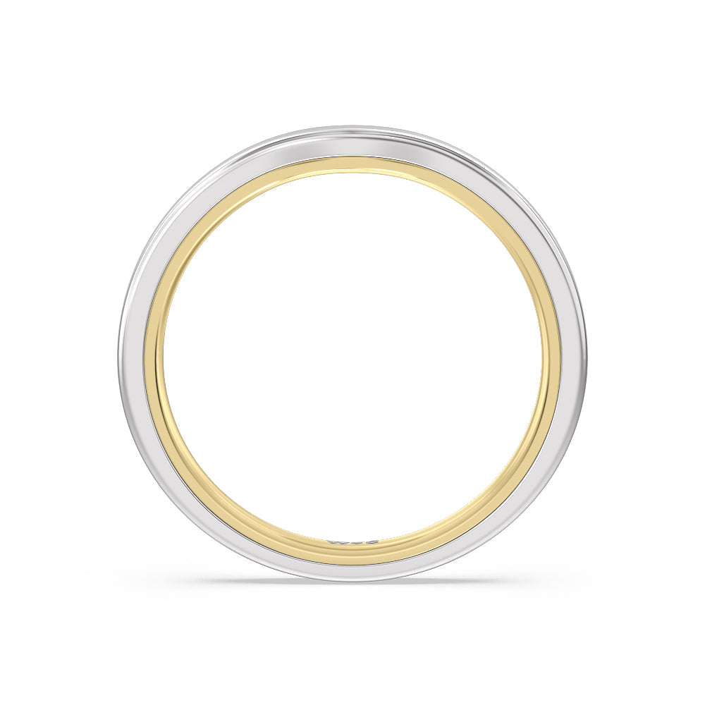 4 Prong Two-Tone Solitaire Wedding Band with 18KT White & Yellow Gold Cut Diamond in 14KT White & Yellow Gold view 2
