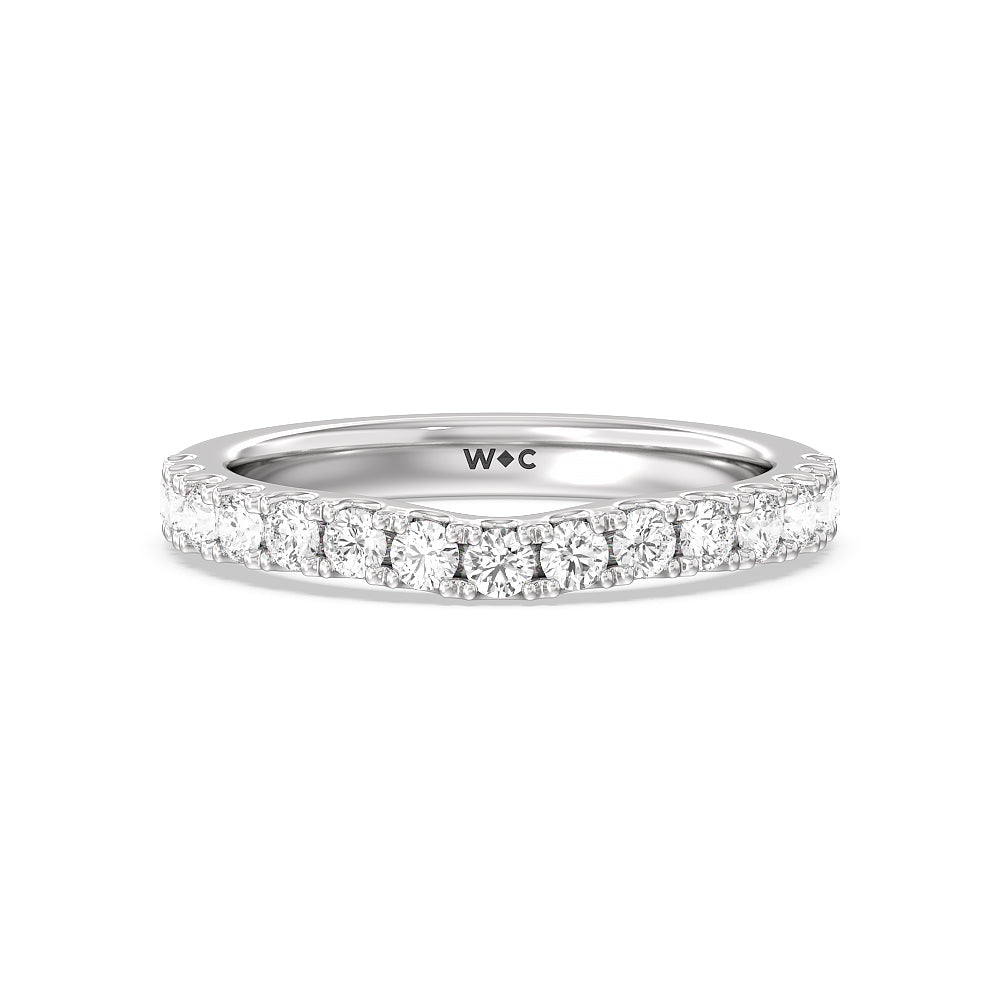 Halo Three Stone Lab Diamond Wedding Band with Platinum Cut Diamond in 14KT Platinum view 1
