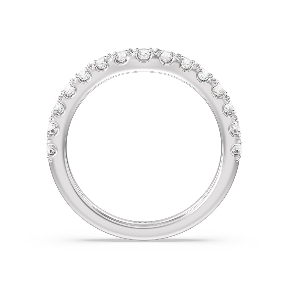 Halo Three Stone Lab Diamond Wedding Band with Platinum Cut Diamond in 14KT Platinum view 2
