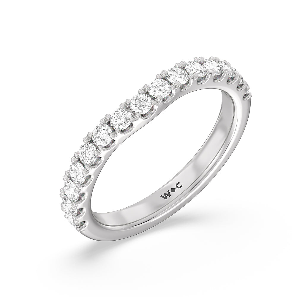 Halo Three Stone Lab Diamond Wedding Band with Platinum Cut Diamond in 14KT Platinum view 4
