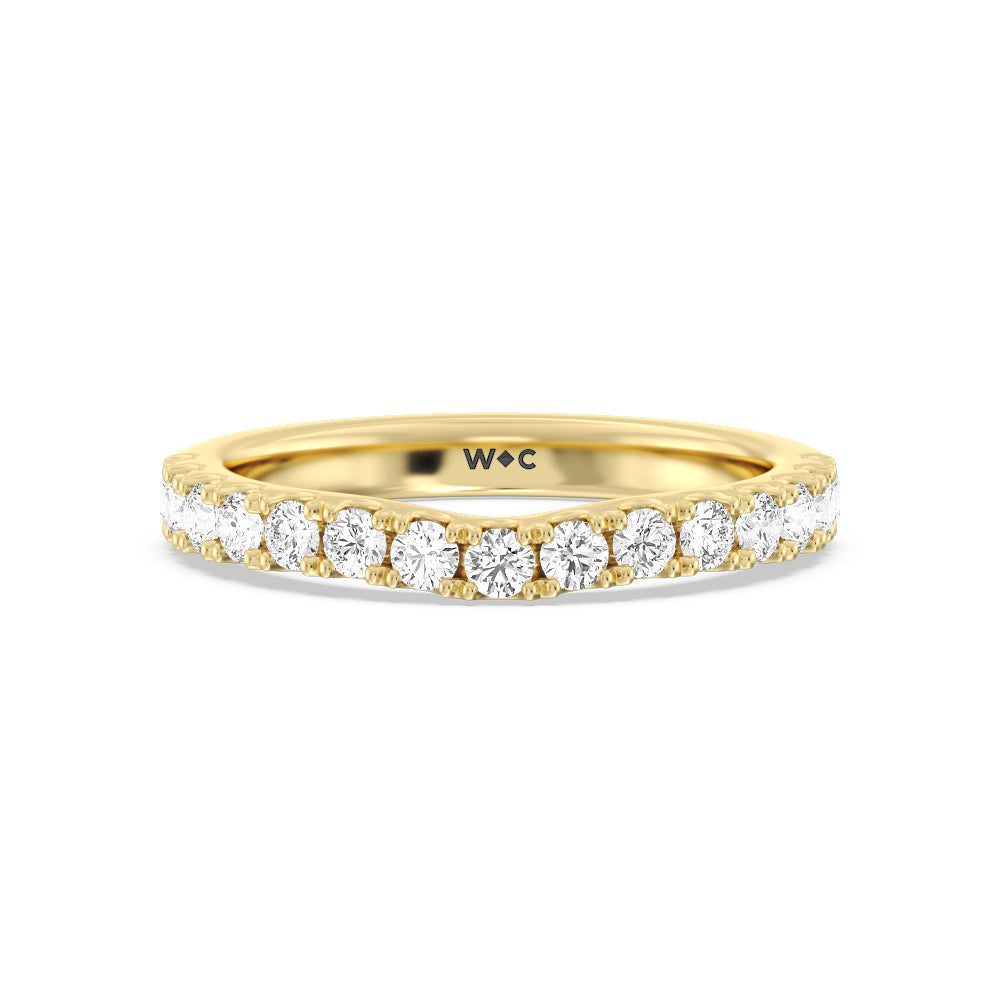 Halo Three Stone Lab Diamond Wedding Band with 18KT Yellow Gold Cut Diamond in 14KT Yellow Gold view 1
