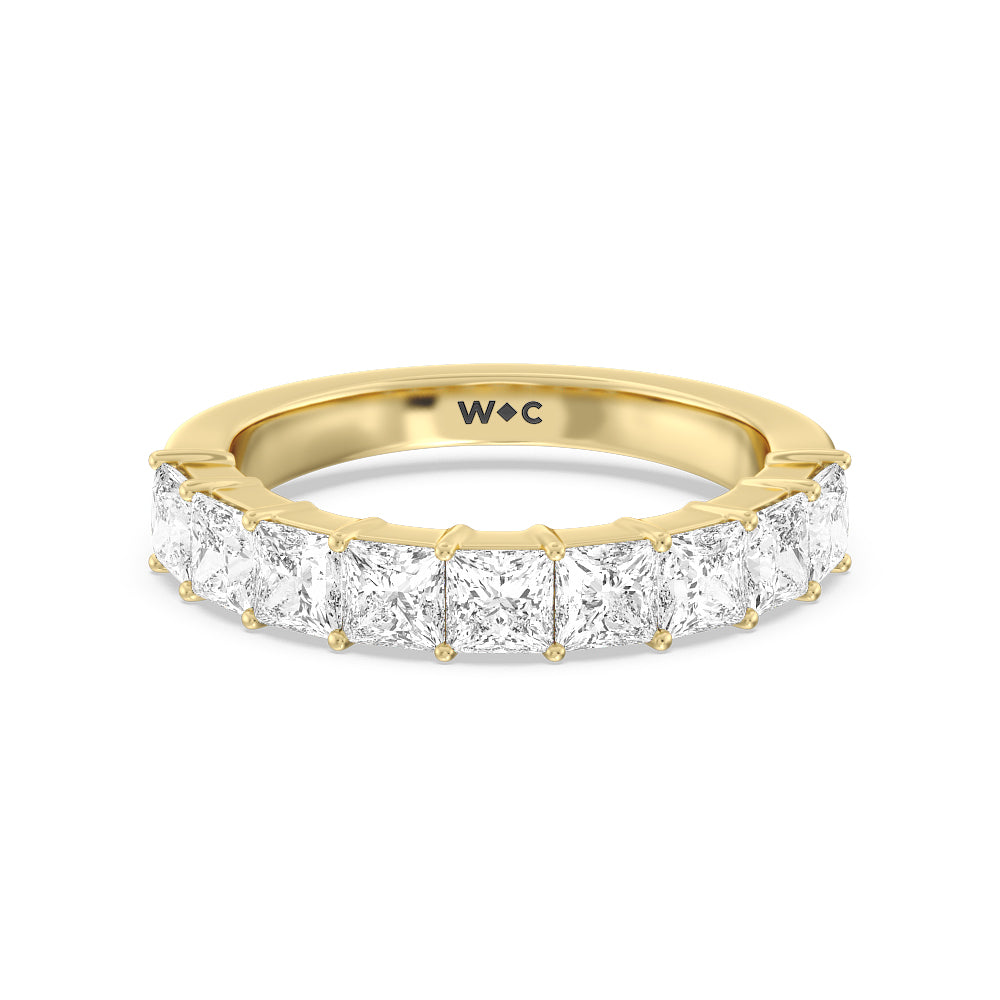 Gallery Studded Princess Cut Diamond Wedding Band with 18KT Yellow Gold Cut Diamond in 14KT Yellow Gold view 1
