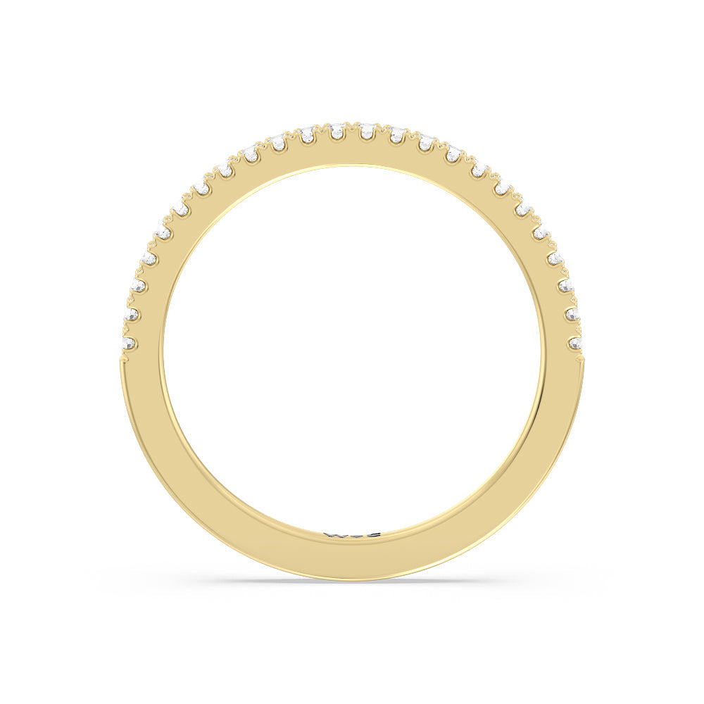 Emerald Side Stone Broad Band Hidden Halo Diamond Wedding Band with 18KT Yellow Gold Cut Diamond in 14KT Yellow Gold view 2
