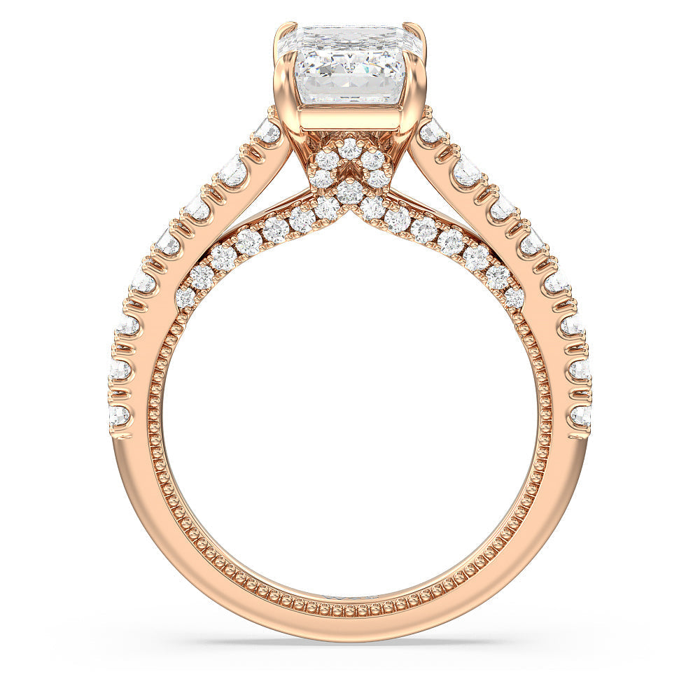 The Gramercy Ring with Emerald Cut Diamond in 14KT Rose Gold view 2

