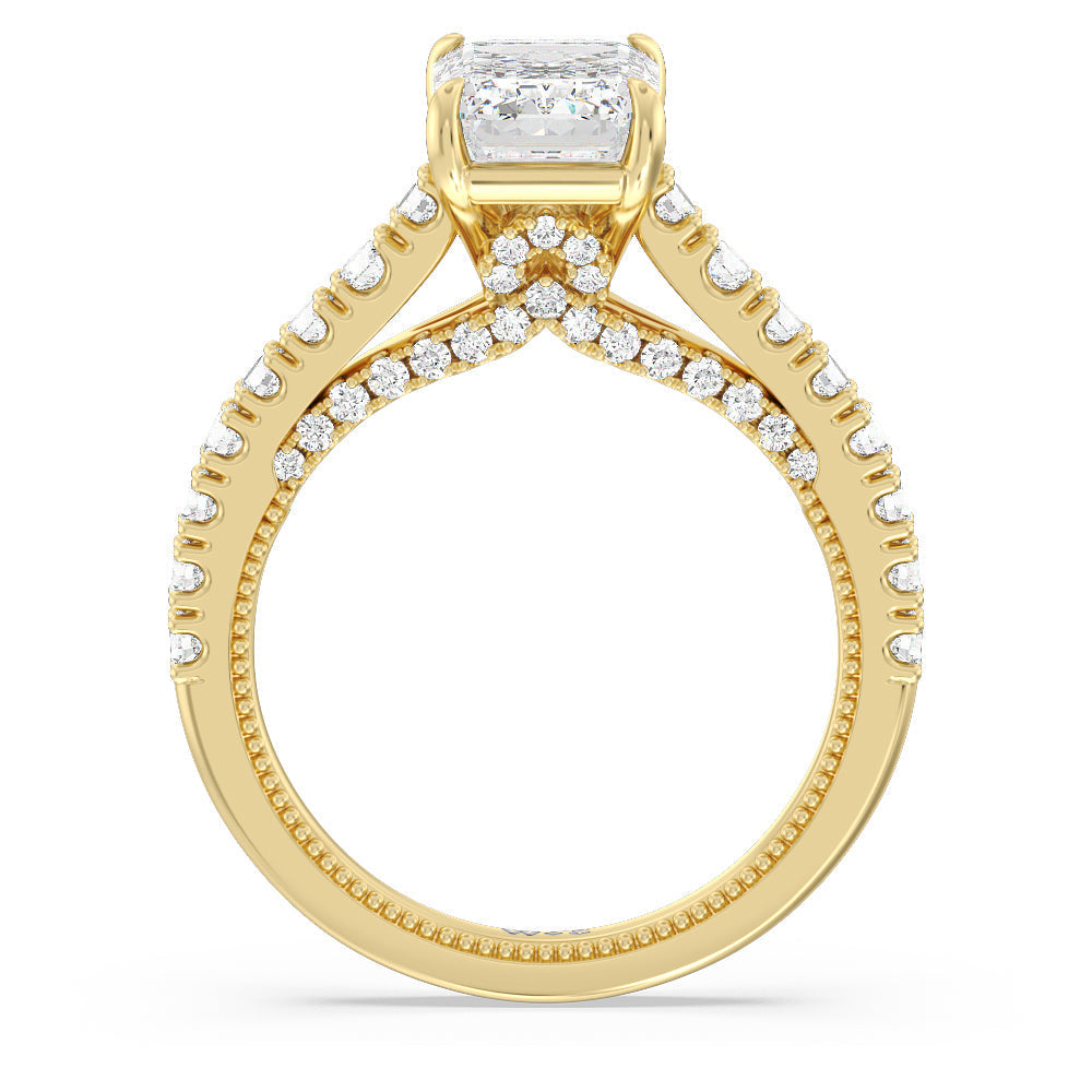 The Gramercy Ring with Emerald Cut Diamond in 14KT Yellow Gold view 2
