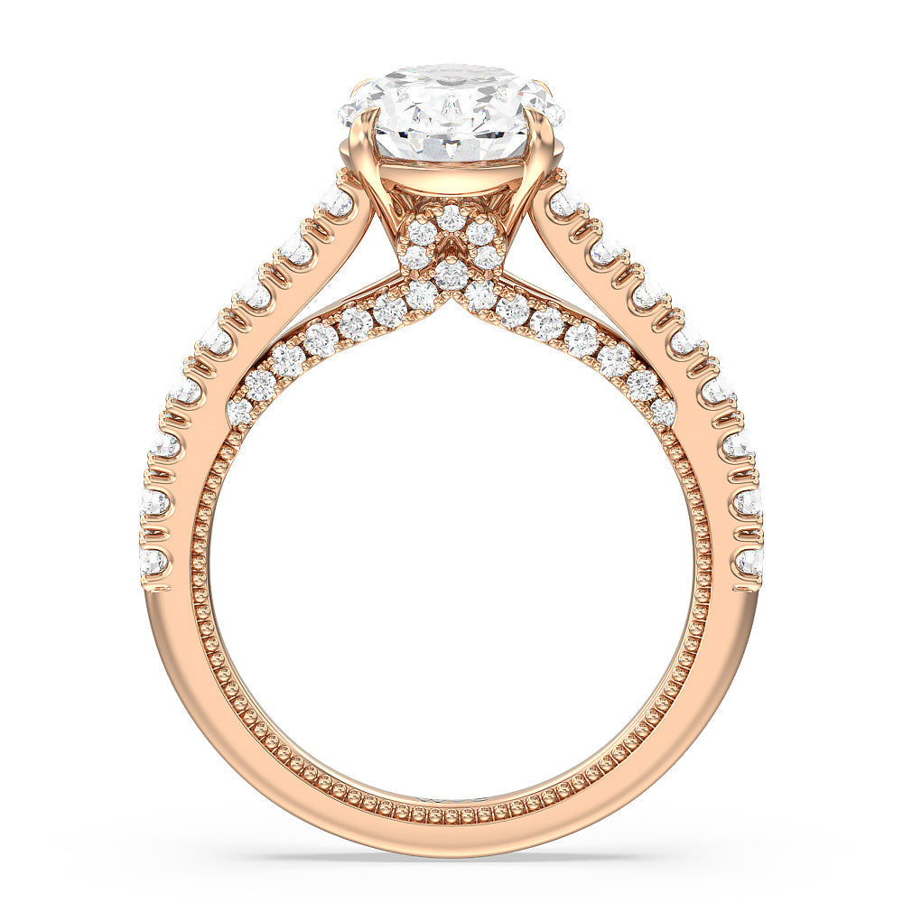 The Gramercy Ring with Oval Cut Diamond in 14KT Rose Gold view 2
