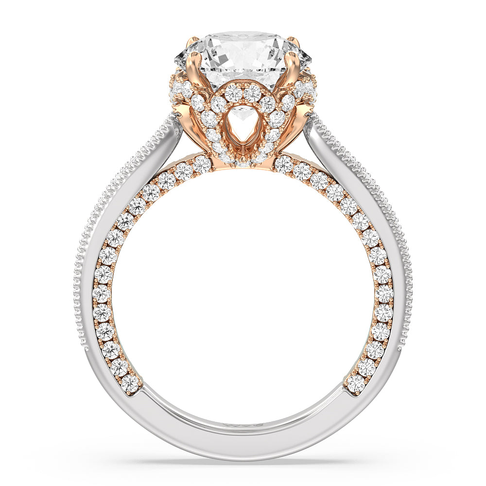 The Chrysler Ring with Round Cut Diamond in 14KT White & Rose Gold view 3
