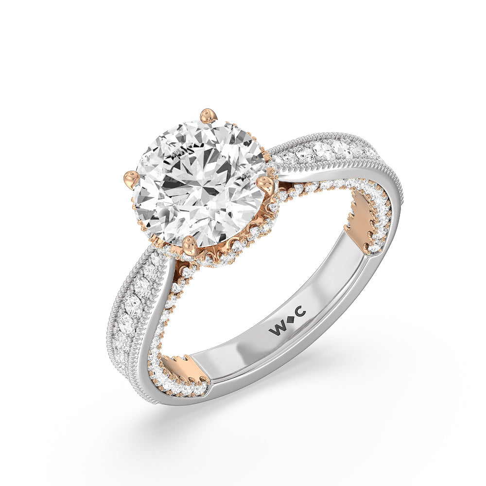 The Chrysler Ring with Round Cut Diamond in 14KT White & Rose Gold view 4
