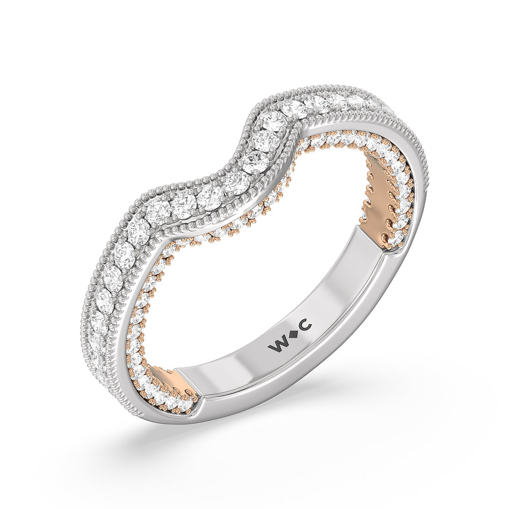 The Chrysler Band with 18KT White & Rose Gold Cut Diamond in 14KT White & Rose Gold view 3
