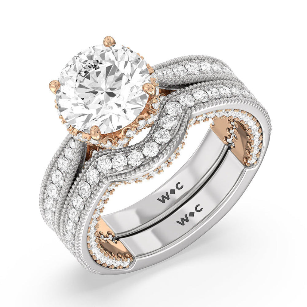 Oval Cut The Chrysler Ring with Lab Grown Diamond in 14KT White & Rose Gold view 5
