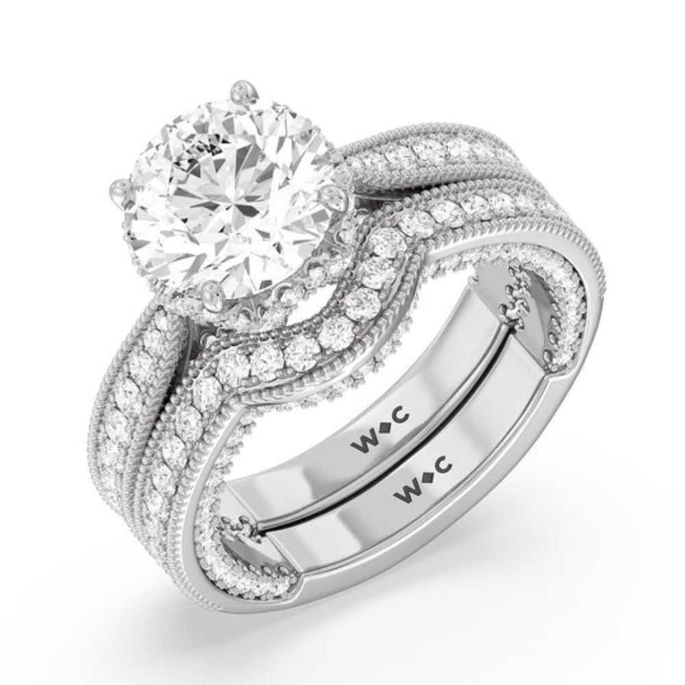 Round Cut The Chrysler Ring with Lab Grown Diamond in 14KT Platinum view 5
