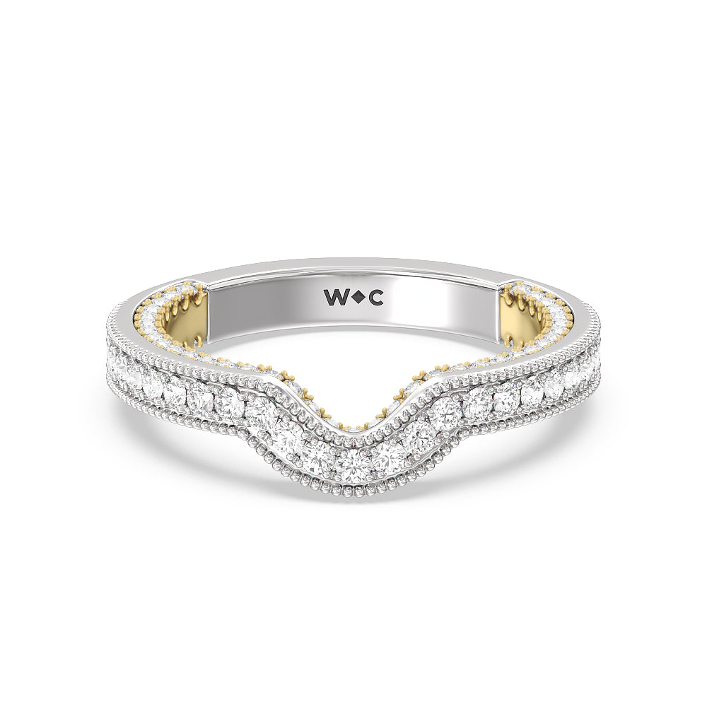 The Chrysler Band with 18KT White & Yellow Gold Cut Diamond in 14KT White & Yellow Gold view 1
