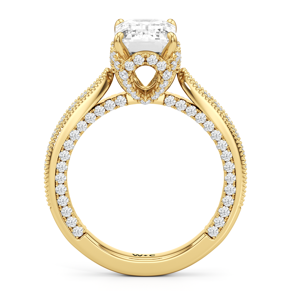 The Chrysler Ring with Emerald Cut Diamond in 14KT Yellow Gold view 3
