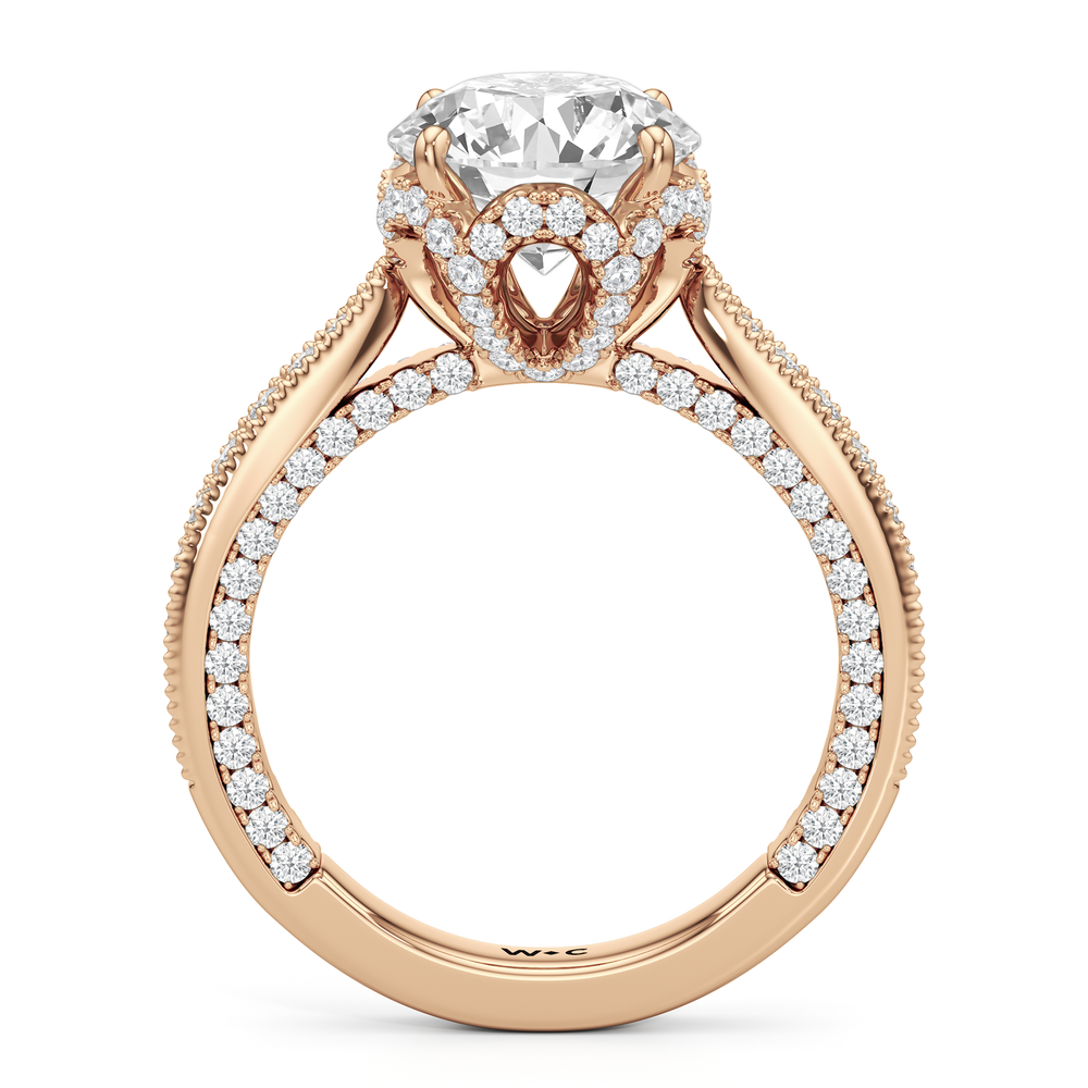 The Chrysler Ring with Round Cut Diamond in 14KT Rose Gold view 3
