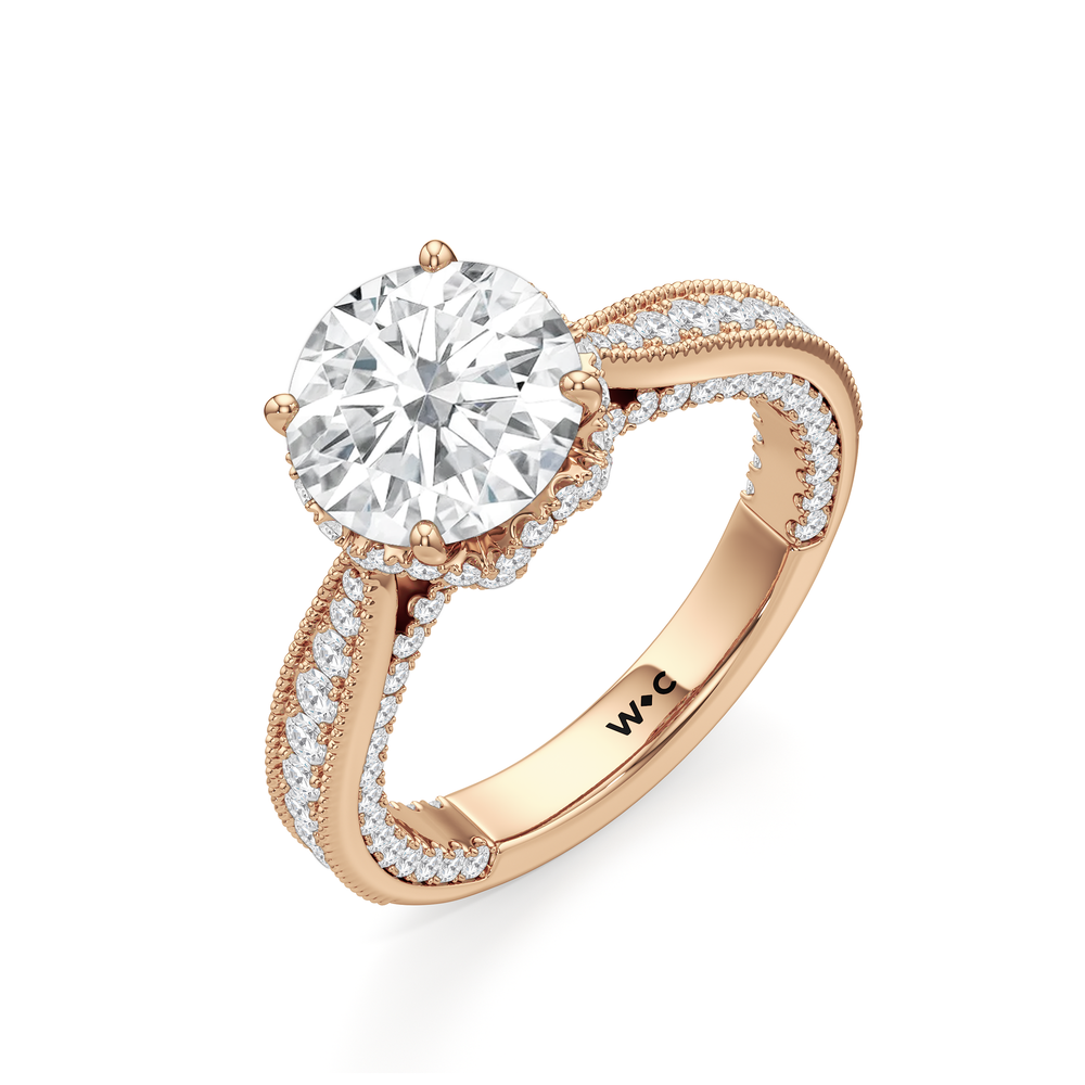The Chrysler Ring with Round Cut Diamond in 14KT Rose Gold view 4
