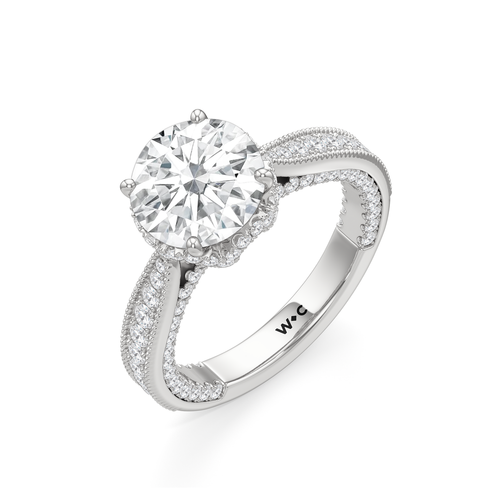 The Chrysler Ring with Round Cut Diamond in 14KT Platinum view 4
