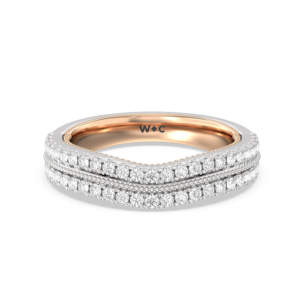 The Hudson Diamond Wedding Band with 18KT White & Rose Gold Cut Diamond in 14KT White & Rose Gold view 1
