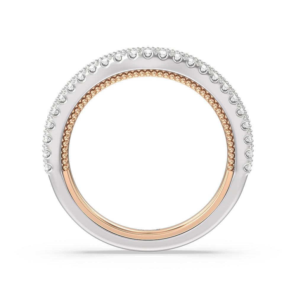The Hudson Diamond Wedding Band with 18KT White & Rose Gold Cut Diamond in 14KT White & Rose Gold view 2
