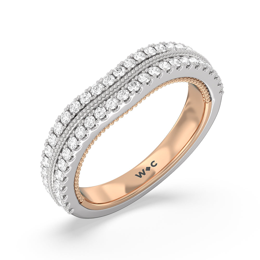 The Hudson Diamond Wedding Band with 18KT White & Rose Gold Cut Diamond in 14KT White & Rose Gold view 4
