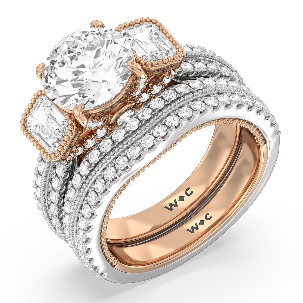 The Hudson Diamond Wedding Band with 18KT White & Rose Gold Cut Diamond in 14KT White & Rose Gold view 3
