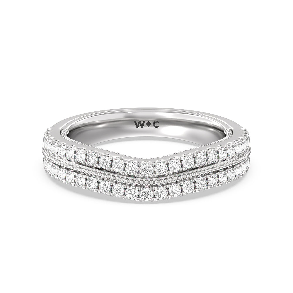 The Hudson Diamond Wedding Band with Platinum Cut Diamond in 14KT Platinum view 1
