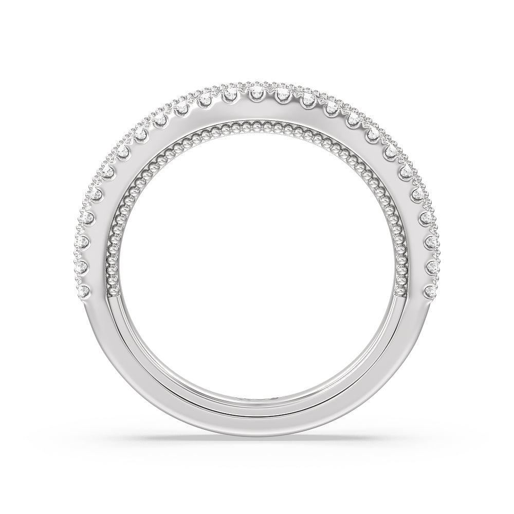 The Hudson Diamond Wedding Band with Platinum Cut Diamond in 14KT Platinum view 2
