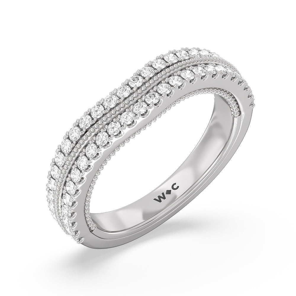 The Hudson Diamond Wedding Band with Platinum Cut Diamond in 14KT Platinum view 4
