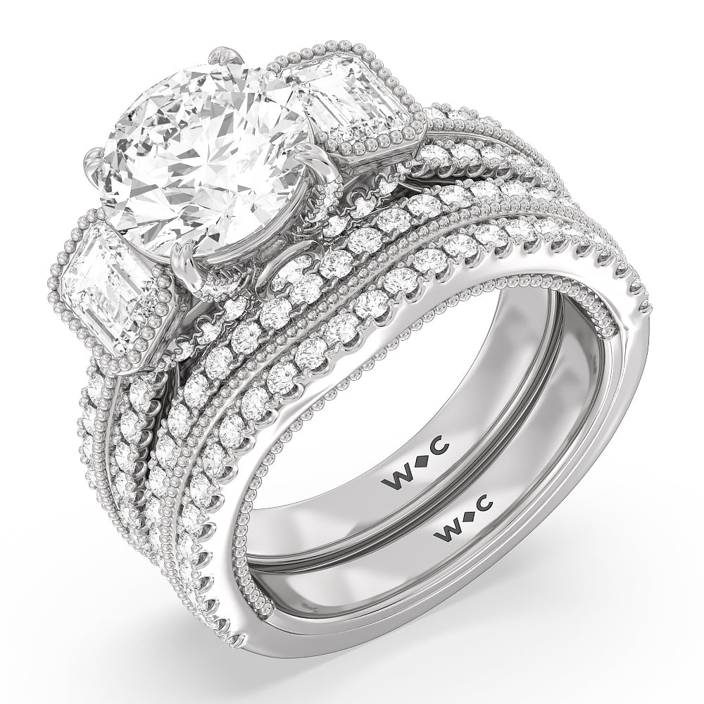 The Hudson Diamond Wedding Band with Platinum Cut Diamond in 14KT Platinum view 3
