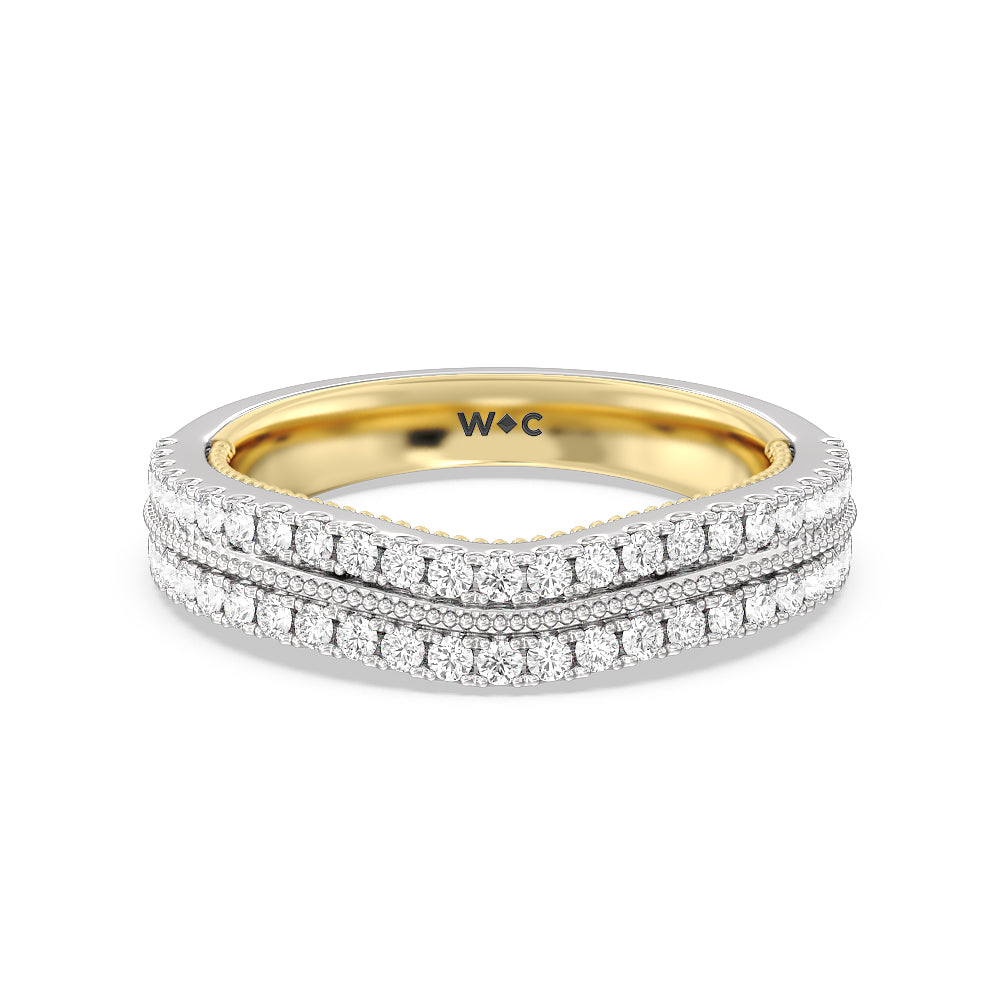The Hudson Diamond Wedding Band with 18KT White & Yellow Gold Cut Diamond in 14KT White & Yellow Gold view 1
