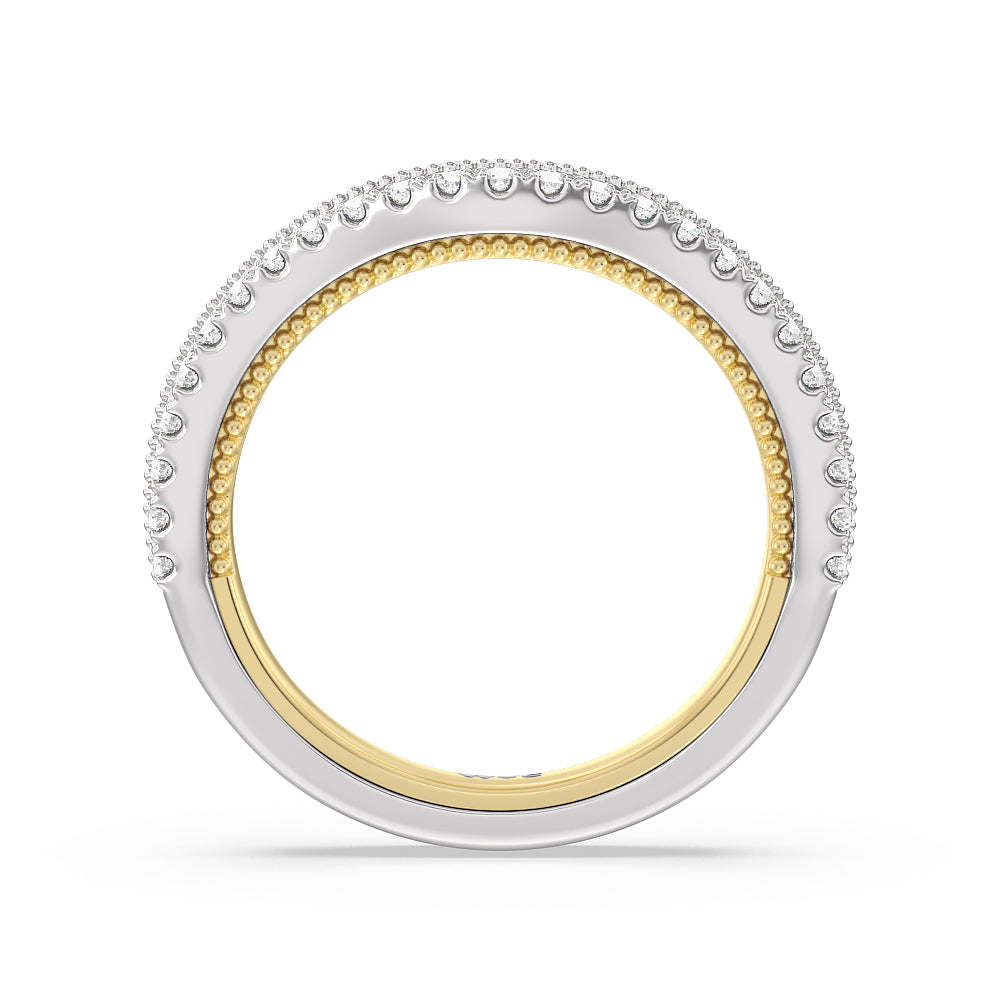 The Hudson Diamond Wedding Band with 18KT White & Yellow Gold Cut Diamond in 14KT White & Yellow Gold view 2
