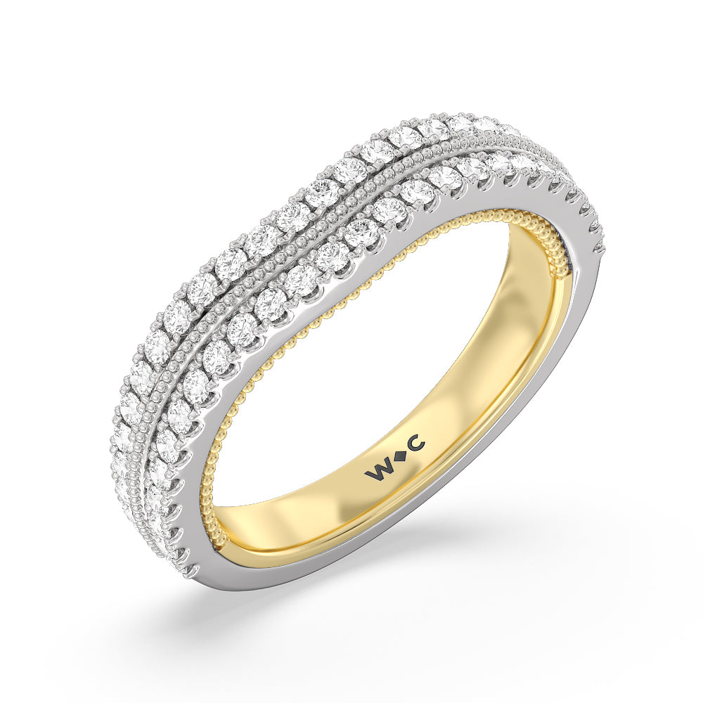 The Hudson Diamond Wedding Band with 18KT White & Yellow Gold Cut Diamond in 14KT White & Yellow Gold view 4
