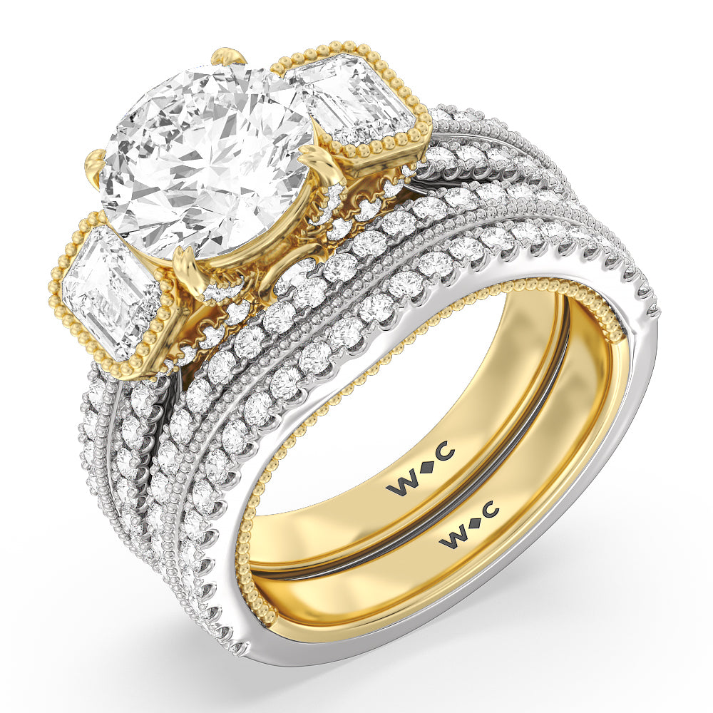 The Hudson Diamond Wedding Band with 18KT White & Yellow Gold Cut Diamond in 14KT White & Yellow Gold view 3

