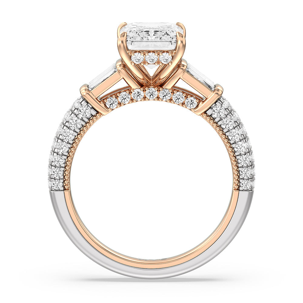 The Mulberry Ring with Emerald Cut Diamond in 14KT White & Rose Gold view 2
