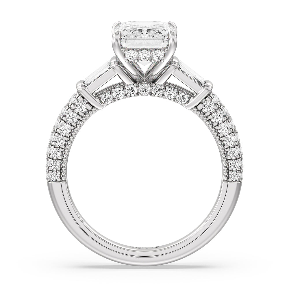 The Mulberry Ring with Emerald Cut Diamond in 14KT Platinum view 2
