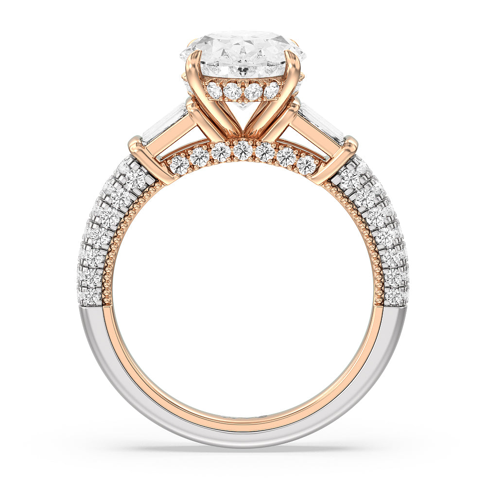 The Mulberry Ring with Oval Cut Diamond in 14KT White & Rose Gold view 2
