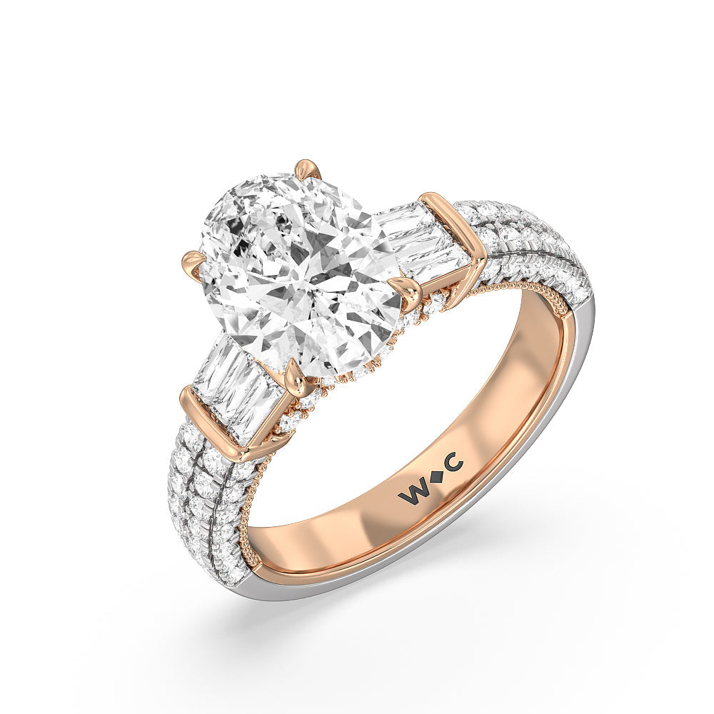 The Mulberry Ring with Oval Cut Diamond in 14KT White & Rose Gold view 3
