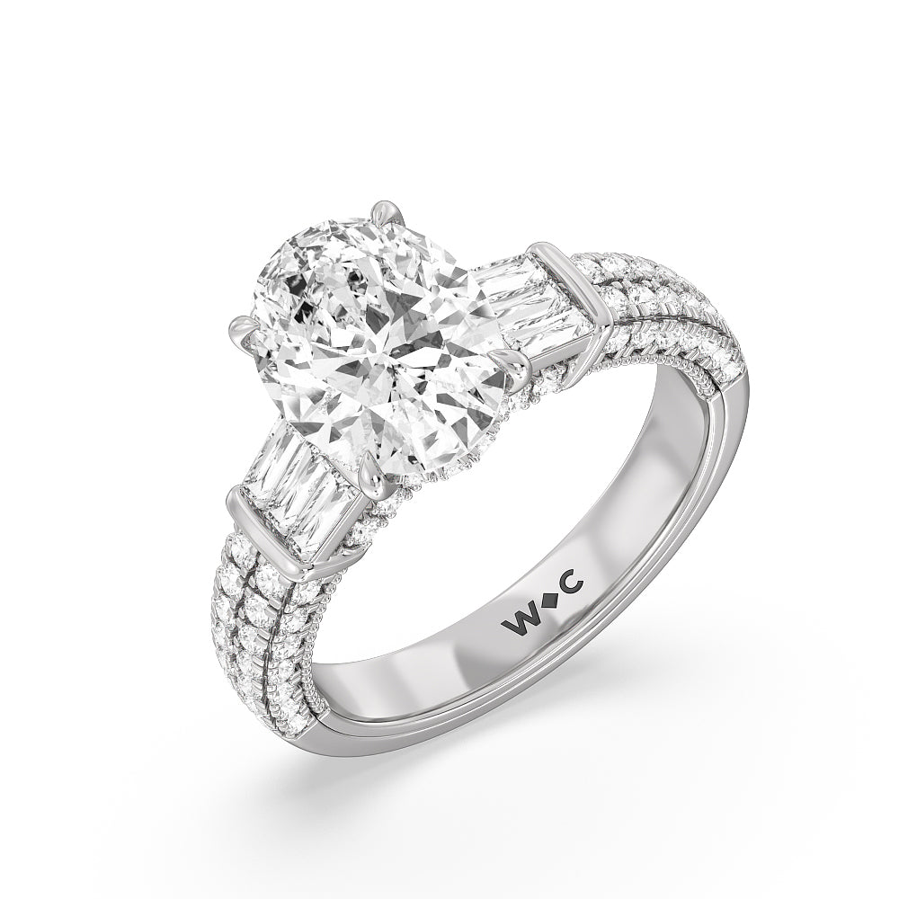 The Mulberry Ring with Oval Cut Diamond in 14KT Platinum view 3
